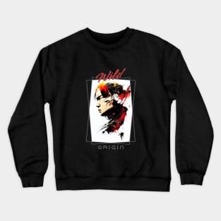 Martial Art Kung Fu Wild Nature Free Spirit Art Brush Painting Crewneck Sweatshirt